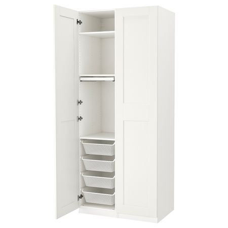 Гардероб, комбинация, белый/белый 100x60x236 см IKEA PAX ПАКС / GRIMO ГРИМО 294.780.96