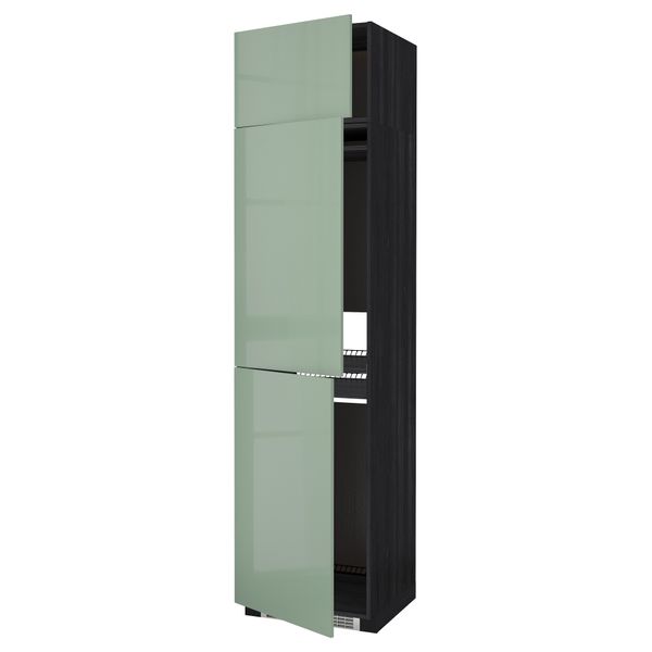 Высокий шкаф для холодильника или морозильника, с 3 дверями МЕТОД, черный, Калларп светло-зеленый (60x60x240 см) - схема-чертеж с размерами