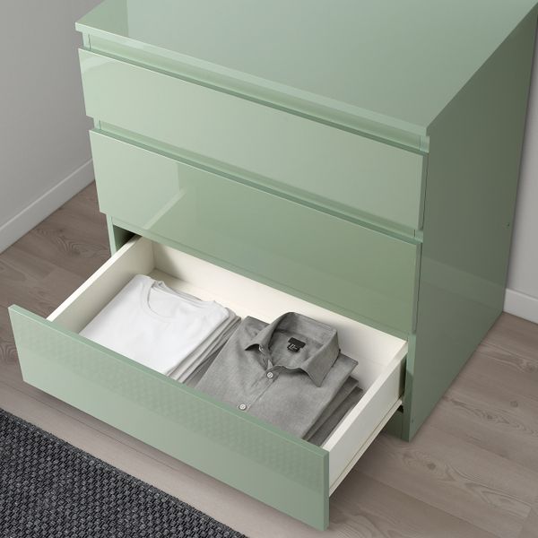 Комод с 3 ящиками, глянцевый серо-зеленый 70x72 см IKEA SKÅNEVIK СКОНЕВИК 504.974.32 - фото 4