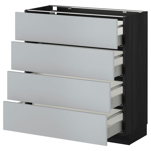 Напольный шкаф 4 фронтальных панели, 4 ящика МЕТОД / МАКСИМЕРА, черный, Веддинге серый - схема-чертеж с размерами