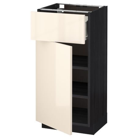 Напольный шкаф с ящиком, дверью МЕТОД / ФОРВАРА, черный, Рингульт кремовый