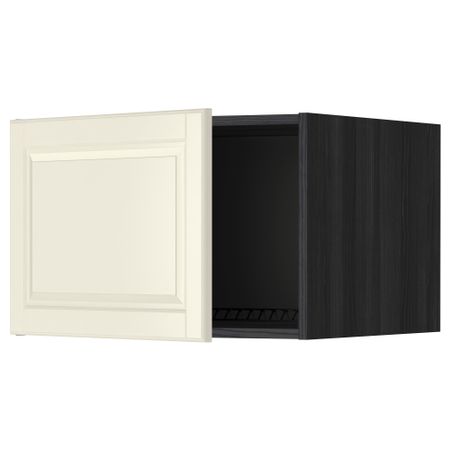 Верхний шкаф на холодильник, морозильник МЕТОД, черный, Будбин белый с оттенком