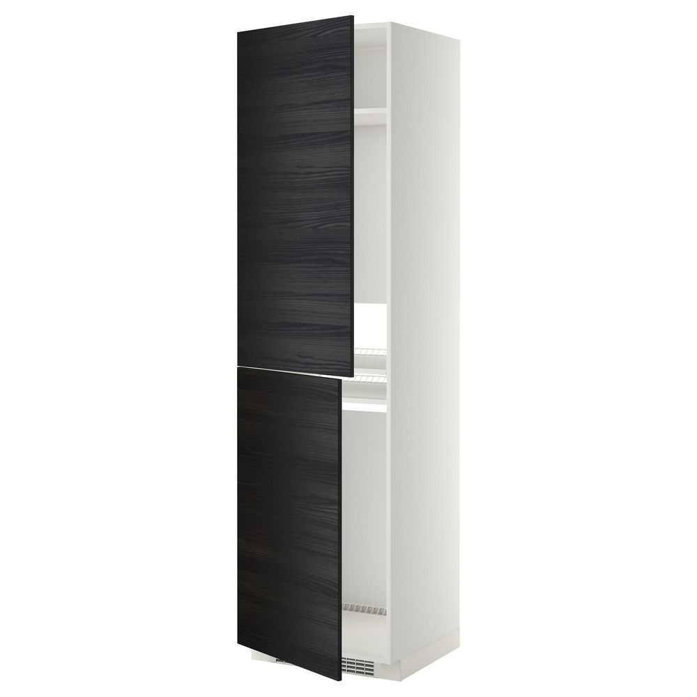 Высокий шкаф для холодильник/мороз, белый, Тингсрид черный 60x60x220 см IKEA МЕТОД 992.248.74 - схема-чертеж с размерами