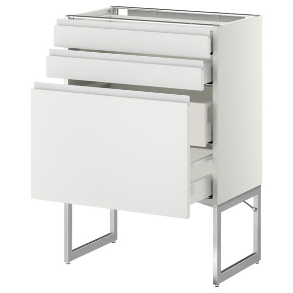 Напольный шкаф 3 фронтальных панели, 2 нижних, 2 средних ящика МЕТОД / МАКСИМЕРА, белый, Нодста белый - схема-чертеж с размерами