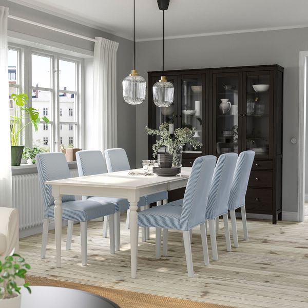 Стол и 4 стула, белый/Роммеле темно-синий/белый 155/215 см IKEA INGATORP ИНГАТОРП / BERGMUND БЕРГМУНД 294.082.11 - фото 3