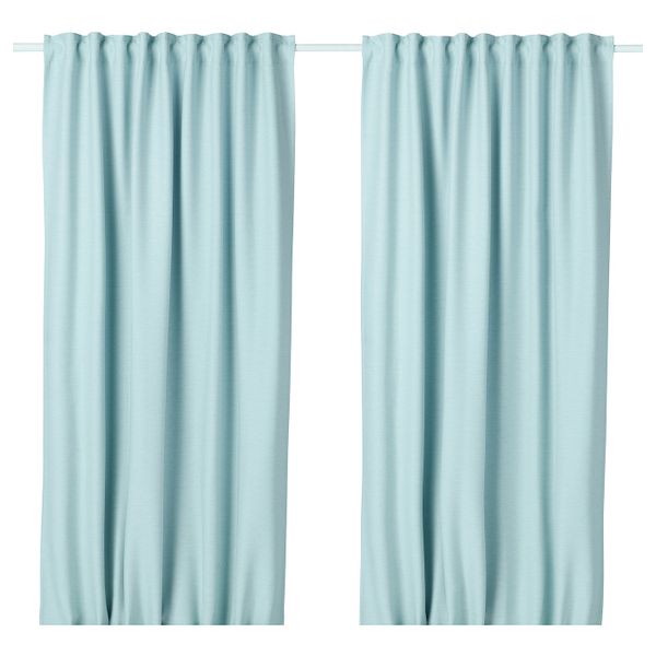 Затемняющие гардины, 2 шт., белый, бирюзовый 145x300 см IKEA VILBORG ВИЛБОРГ 504.234.22 - фото 1