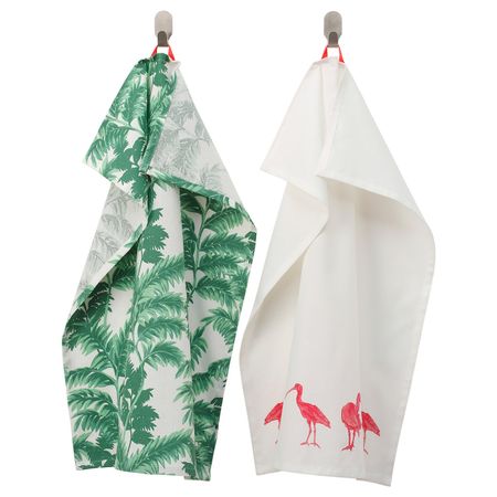 Полотенце кухонное, с рисунком зеленый, белый 50x70 см IKEA СИЛВЕРПОППЕЛ 904.541.19