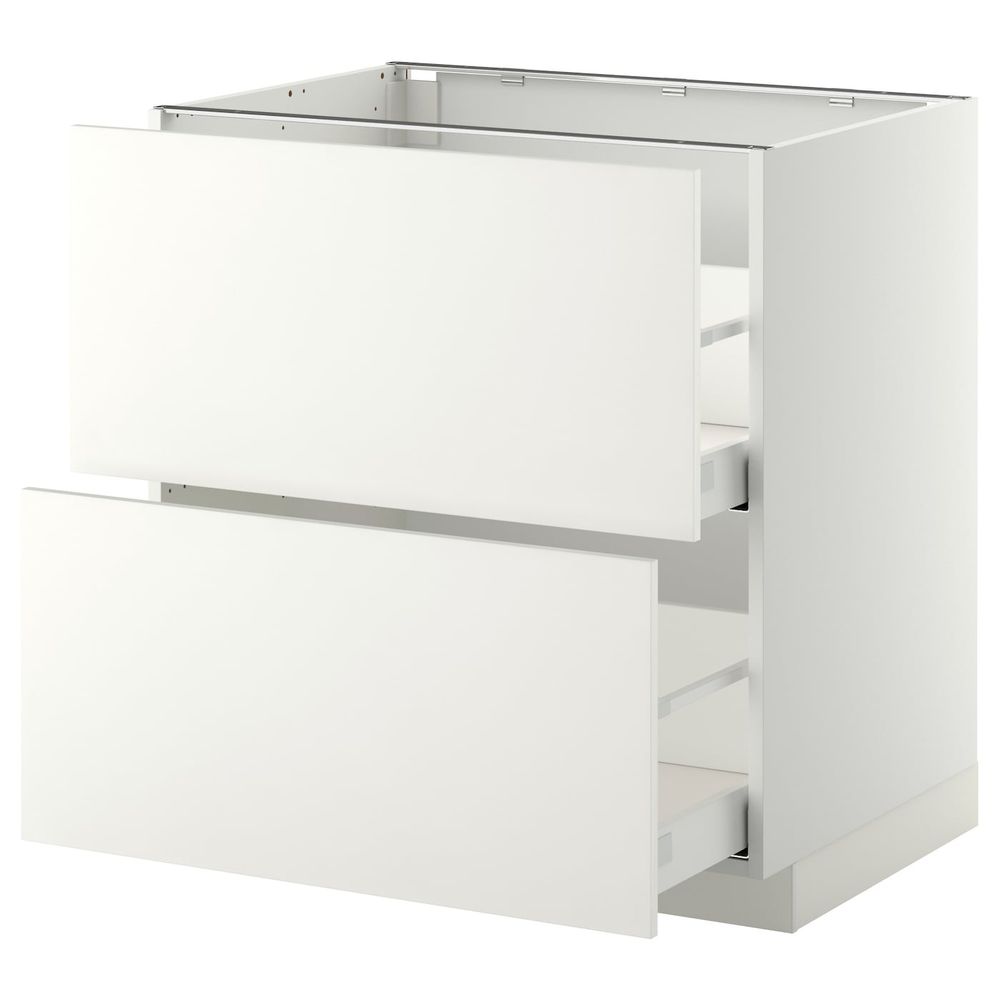 Напольный шкаф 2 форнтальных, 2 высоких ящ, белый/Хэггеби белый 80x60 см IKEA METOD МЕТОД / MAXIMERA МАКСИМЕРА 892.311.96 - фото 1