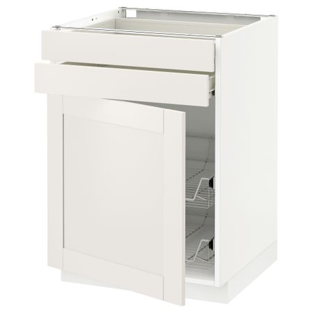Напольный шкаф, дверца, 2 ящика, проволочных корзин МЕТОД / ФОРВАРА, белый, Сэведаль белый