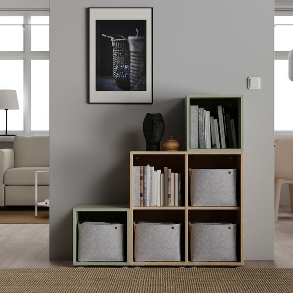 Комбинация шкафов с ножками, светло-зеленый/под беленый дуб 105x35x107 см IKEA EKET ЭКЕТ 994.436.21 - схема-чертеж с размерами