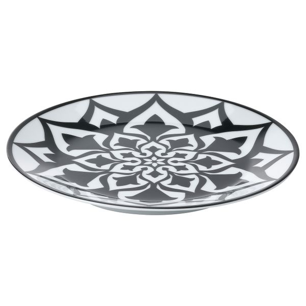 Тарелка десертная, белый, черный 20 см IKEA HEMBJUDEN ХЕМБЬЮДЕН 405.120.65 - фото 1