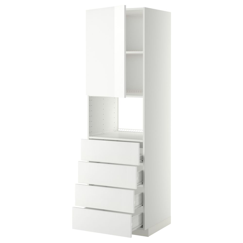 Высокий шкаф для духовки, дверца, 4 ящика МЕТОД / ФОРВАРА, белый, Рингульт белый - фото 1
