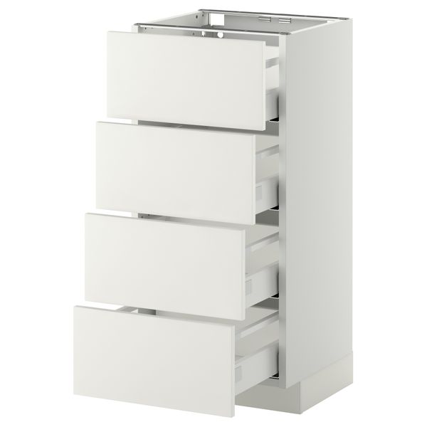Напольный шкаф 4 фронтальных панели, 4 ящика МЕТОД / МАКСИМЕРА, белый, Хэггеби белый - схема-чертеж с размерами