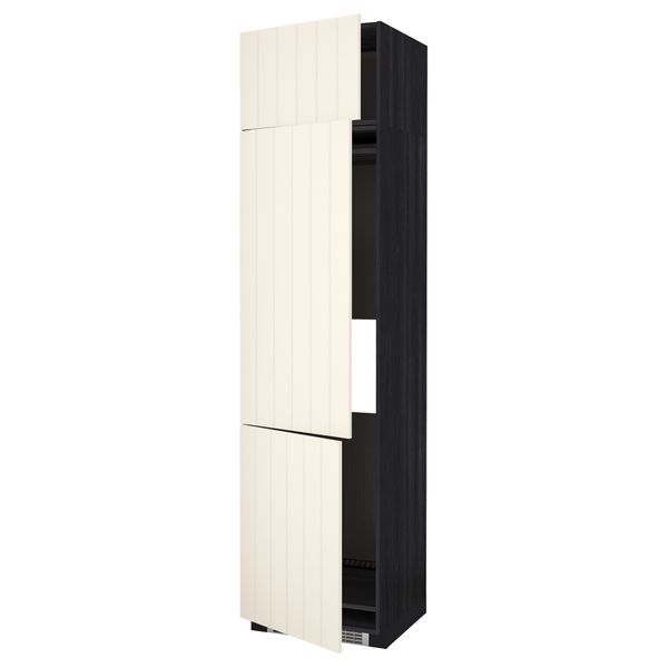 Высокий шкаф для холодильника или морозильника, с 3 дверями МЕТОД, черный, Хитарп белый с оттенком - схема-чертеж с размерами