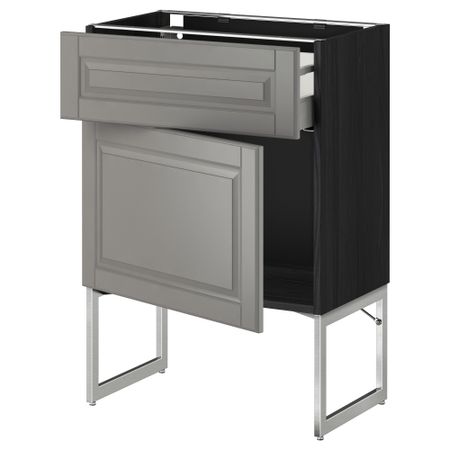 Напольный шкаф с ящиком, дверью МЕТОД / МАКСИМЕРА, черный, Будбин серый