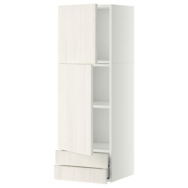 Навесной шкаф, 2 дверцы, 2 ящика МЕТОД / МАКСИМЕРА, белый, Росдаль белый - схема-чертеж с размерами