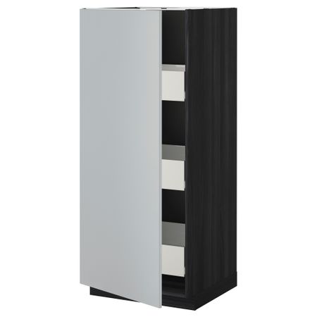Высокий шкаф с ящиками МЕТОД / ФОРВАРА, черный, Веддинге серый (60x60x140 см)