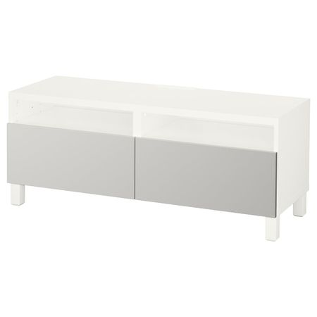 Тумба для ТВ с ящиками, белый/Лаппвик/стуббарп светло-серый 120x42x48 см IKEA БЕСТО 892.442.74