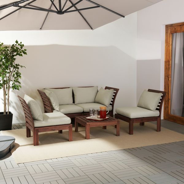 4-местный комплект садовой мебели, коричневая морилка/Холло бежевый IKEA ЭПЛАРО 492.288.41 - фото 2