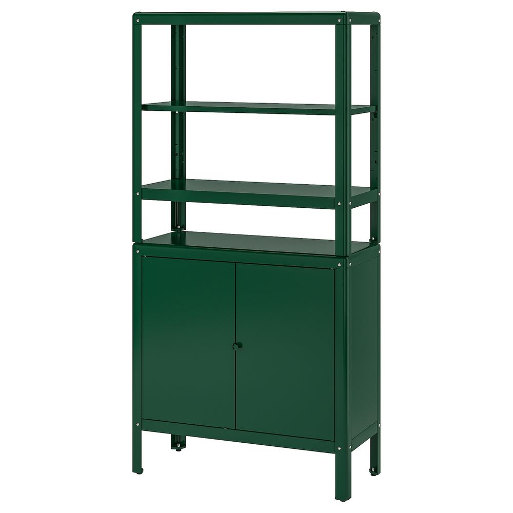 Стеллаж с 1 шкафчиком, зеленый 80x37x161 см IKEA KOLBJÖRN КОЛЬБЬЁРН 493.175.59 - фото 1
