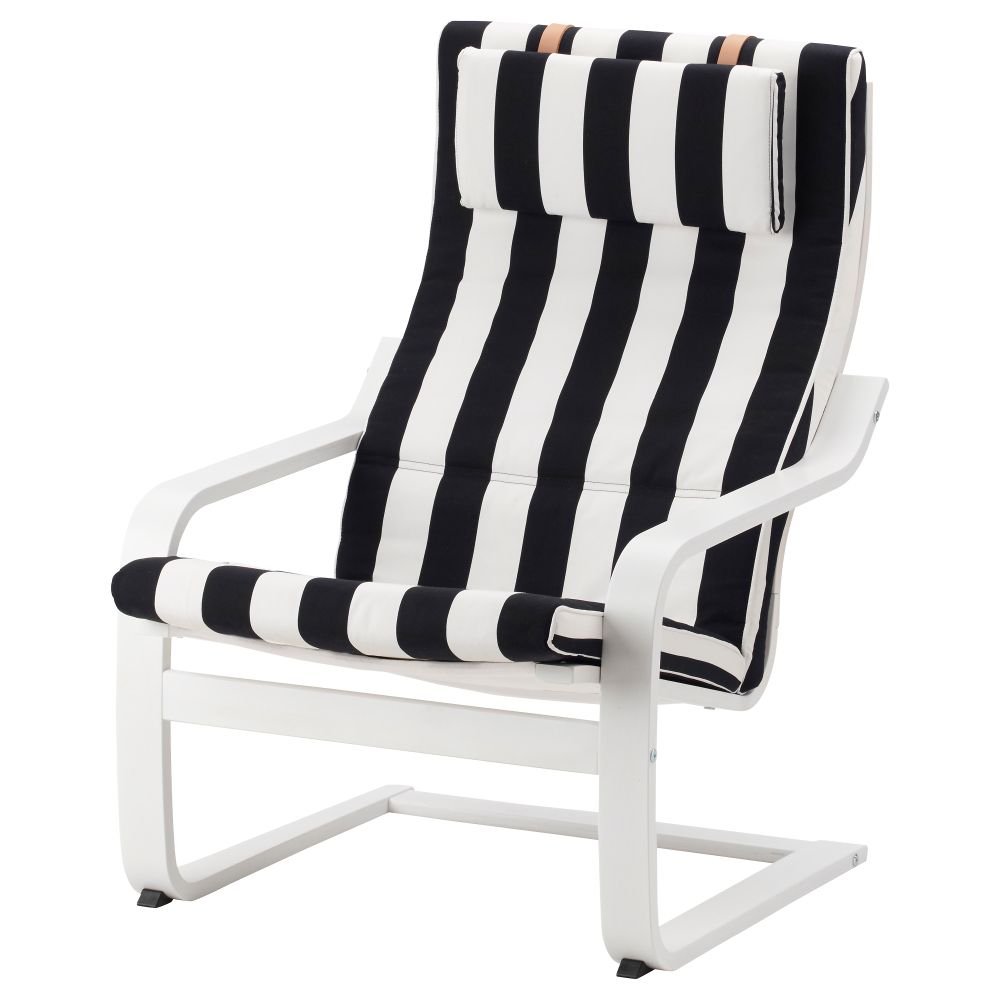 Кресло ПОЭНГ, белый, Стенли черный/белый - фото 1