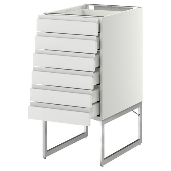 Напольный шкаф 6 фронтальных панелей, 6 нижних ящиков МЕТОД / МАКСИМЕРА, белый, Нодста белый - схема-чертеж с размерами