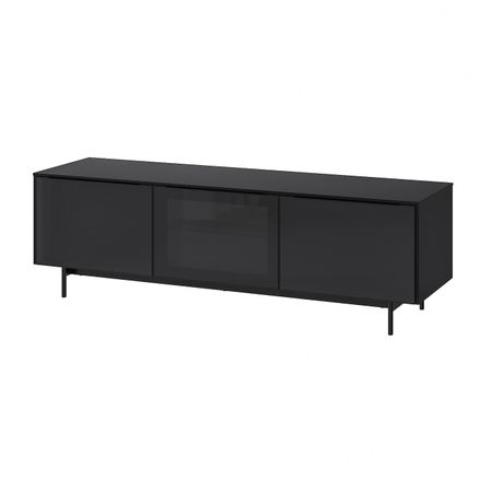 Тумба под ТВ, с дверцами, черный/черный стекло 180x40 см IKEA RANNÄS РАННЭС 805.067.55