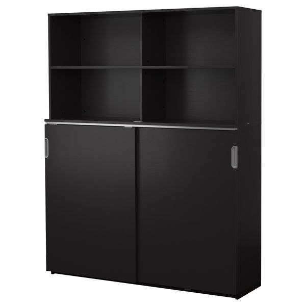 Комбинация для хранения с раздвижной дверцами ГАЛАНТ, черно-коричневый (160x200 см) - фото 1