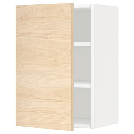Шкаф навесной с полкой, белый/Аскерсунд под светлый ясень 40x60 см IKEA METOD МЕТОД 292.185.60