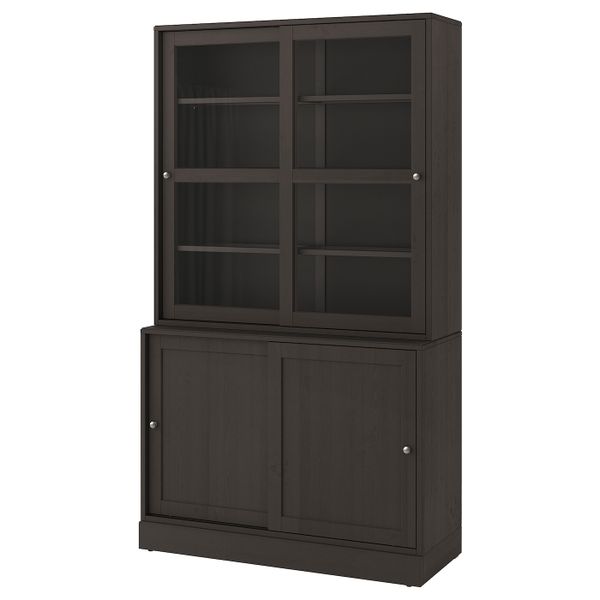 Комбинация с раздвижными дверьми, темно-коричневый 121x47x212 см IKEA HAVSTA ХАВСТА 592.659.13 - фото 1