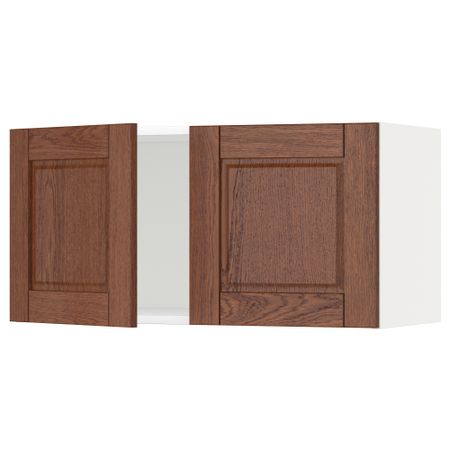Навесной шкаф с 2 дверями МЕТОД, белый, Филипстад коричневый (80x40 см)
