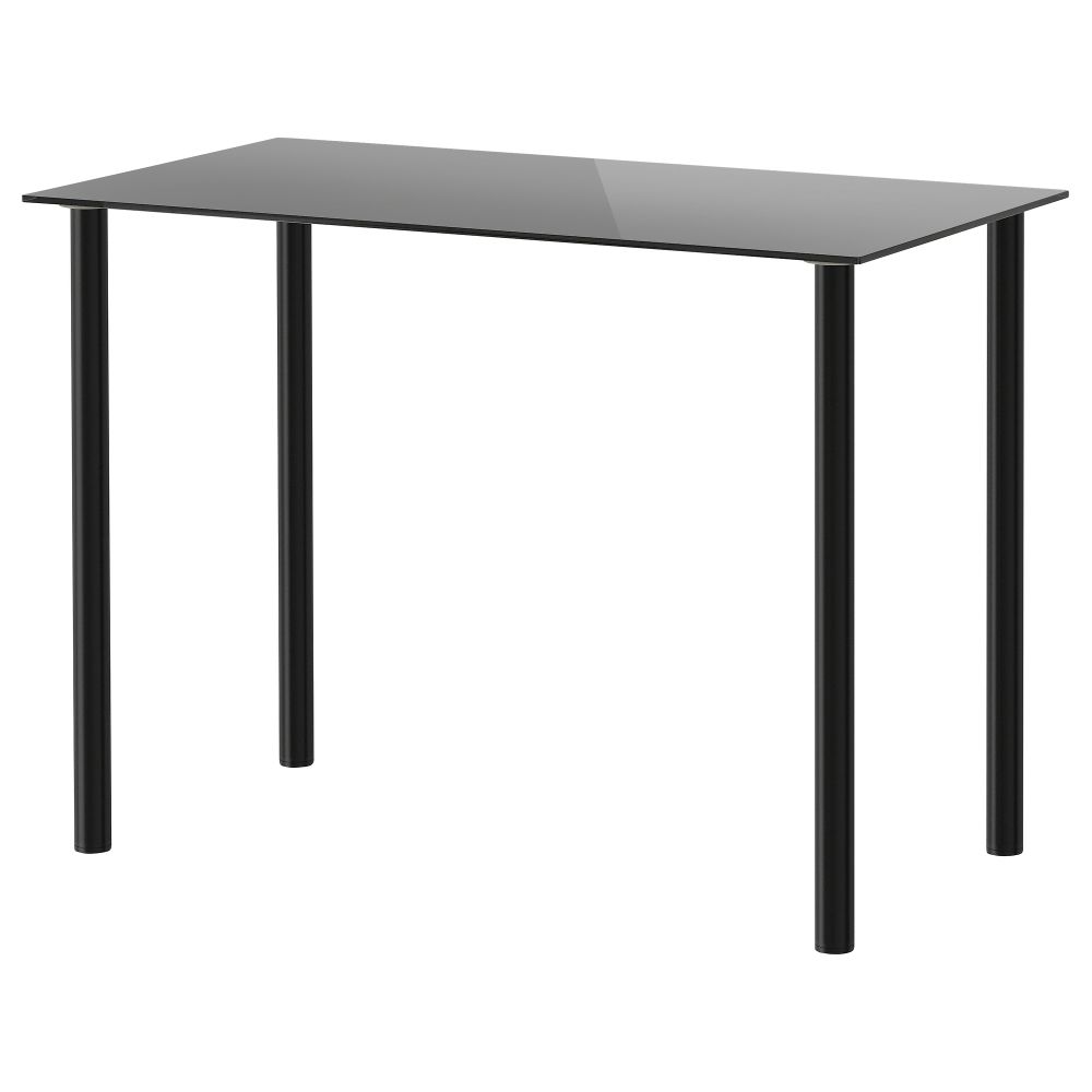 Стол ГЛАСХОЛЬМ / АДИЛЬС, стекло черный, черный (99x52 см) - фото 1
