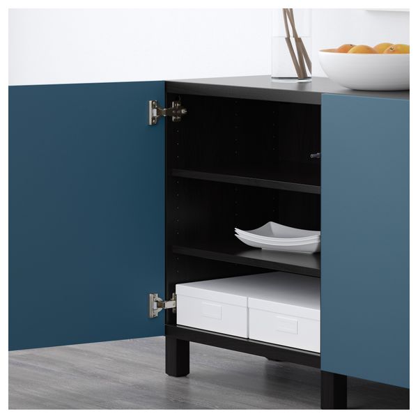 Комбинация для хранения с дверцами БЕСТО, черно-коричневый, Вальвикен темно-синий (180x40x74 см) - схема-чертеж с размерами