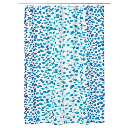 Штора для ванной, белый/синий, 180x200 см IKEA СКОРРЕН 303.662.72