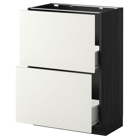 Напольный шкаф с 2 ящиками МЕТОД / ФОРВАРА, черный, Хэггеби белый