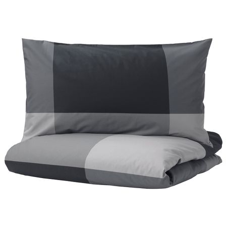 Пододеяльник и наволочка, черный 150x200/50x70 см IKEA BRUNKRISSLA БРУНКРИСЛА 503.755.48