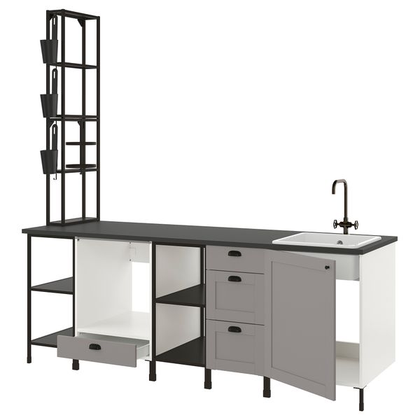 Кухня, 243x63.5x241 см, антрацит/серый каркас IKEA ENHET 293.380.58 - фото 2