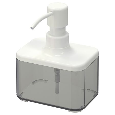 Дозатор для жидкого мыла БРОГРУНД, прозрачный серый, белый