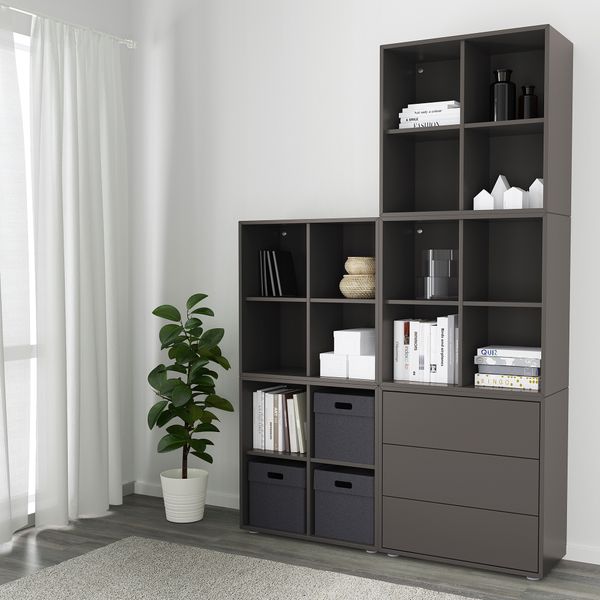 Комбинация шкафов с ножками, 140x35x212 см, темно-серый IKEA EKET ЭКЕТ 991.913.50 - фото 3