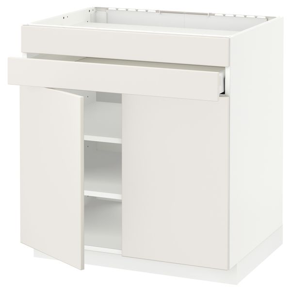 Напольный шкаф для варочной панели, 2 ящика, 2 фасада, 1 ящик МЕТОД / МАКСИМЕРА, белый, Веддинге белый (80x60 см) - схема-чертеж с размерами