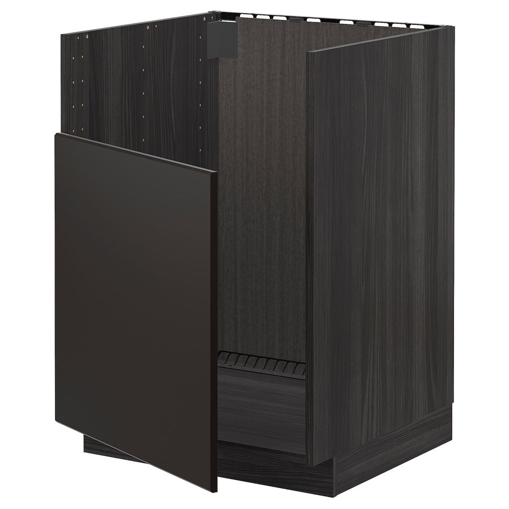 Шкаф под мойку БРЕДШЁН, черный/Кунгсбакка антрацит 60x60 см IKEA МЕТОД 592.994.37 - схема-чертеж с размерами