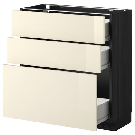 Напольный шкаф с 3 ящиками МЕТОД / ФОРВАРА, черный, Рингульт кремовый