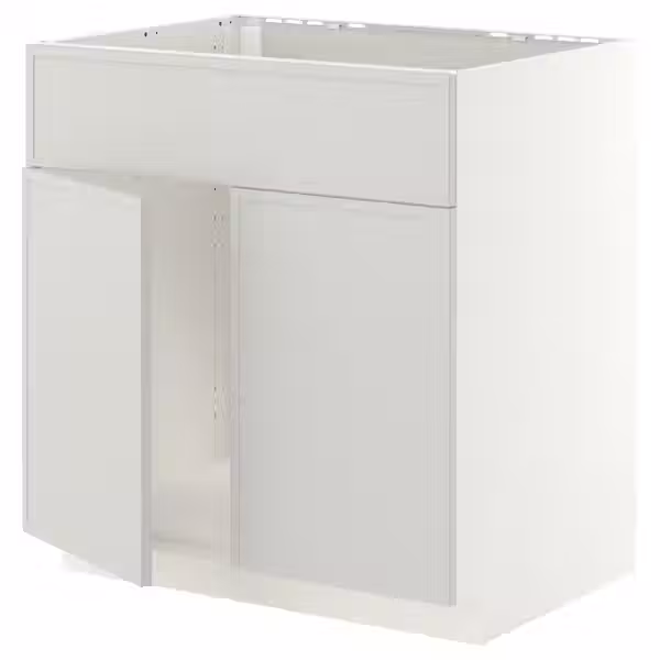 METOD Шкаф под мойку/2 двери/фасад - белый/Aspudden светло-серый 80x60 см - фото 1