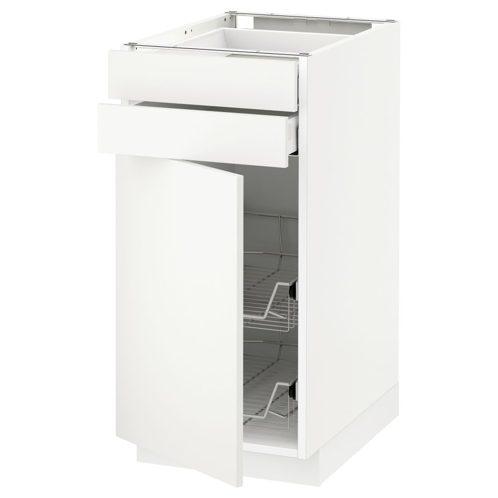 Напольный шкаф, дверца, 2 ящика, проволочных корзин МЕТОД / МАКСИМЕРА, белый, Хэггеби белый - схема-чертеж с размерами