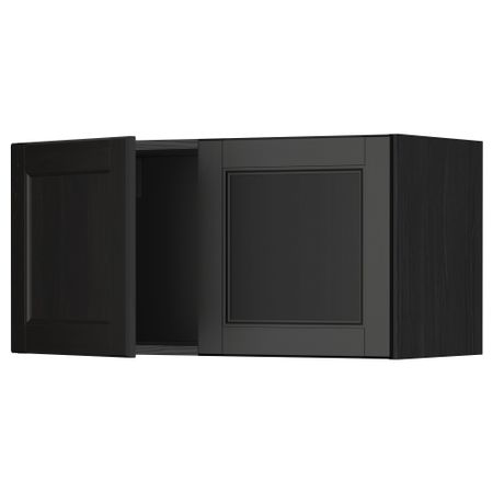 Навесной шкаф с 2 дверями МЕТОД, черный, Лаксарби черно-коричневый (80x40 см)