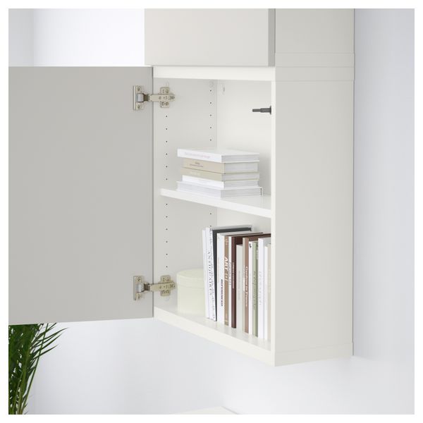 Навесной шкаф с 2 дверями БЕСТО, белый, Лаппвикен светло-серый (60x20x128 см) - схема-чертеж с размерами