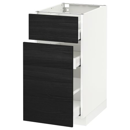 Напольный шкаф, выдвижной секцией, ящик МЕТОД / МАКСИМЕРА, белый, Тингсрид черный