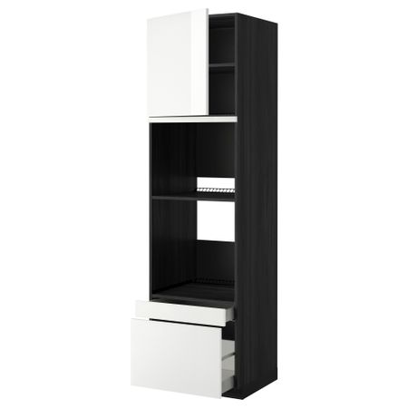 Высокий шкаф для духовки комбинированный, духовка + дверца, 2 ящика МЕТОД / МАКСИМЕРА, черный, Рингульт белый