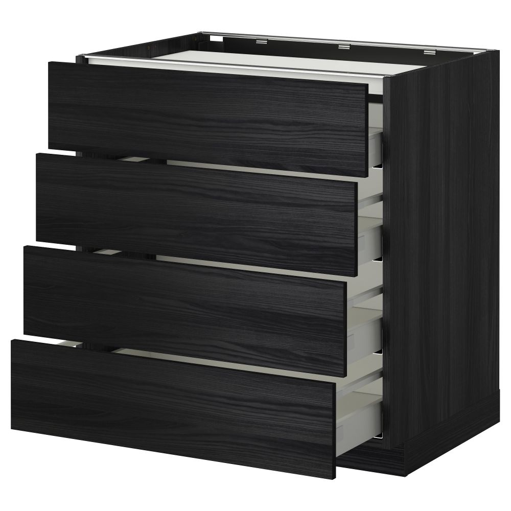 Напольный шкаф, 4 фронтальных панели, 4 ящика МЕТОД / МАКСИМЕРА, черный, Тингсрид черный - фото 1