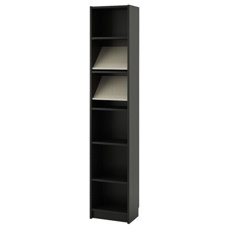 Стеллаж с наклонной полкой, черно-коричневый/бежевый 40x28x202 см IKEA BILLY БИЛЛИ / BOTTNA БОТТНА 592.792.17